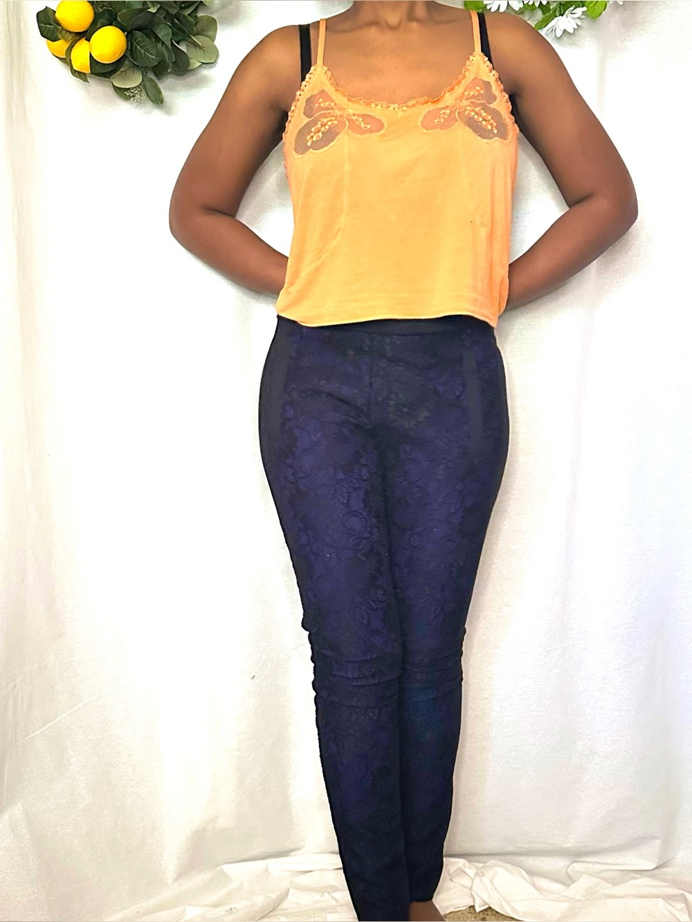 Armani Exchange black lace overlay women’s pants